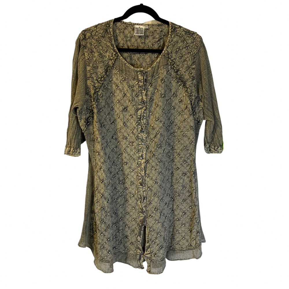 Parsley & Sage Shift Dress Women's Plus Size 2X 100% Cotton Peasant Lagenlook